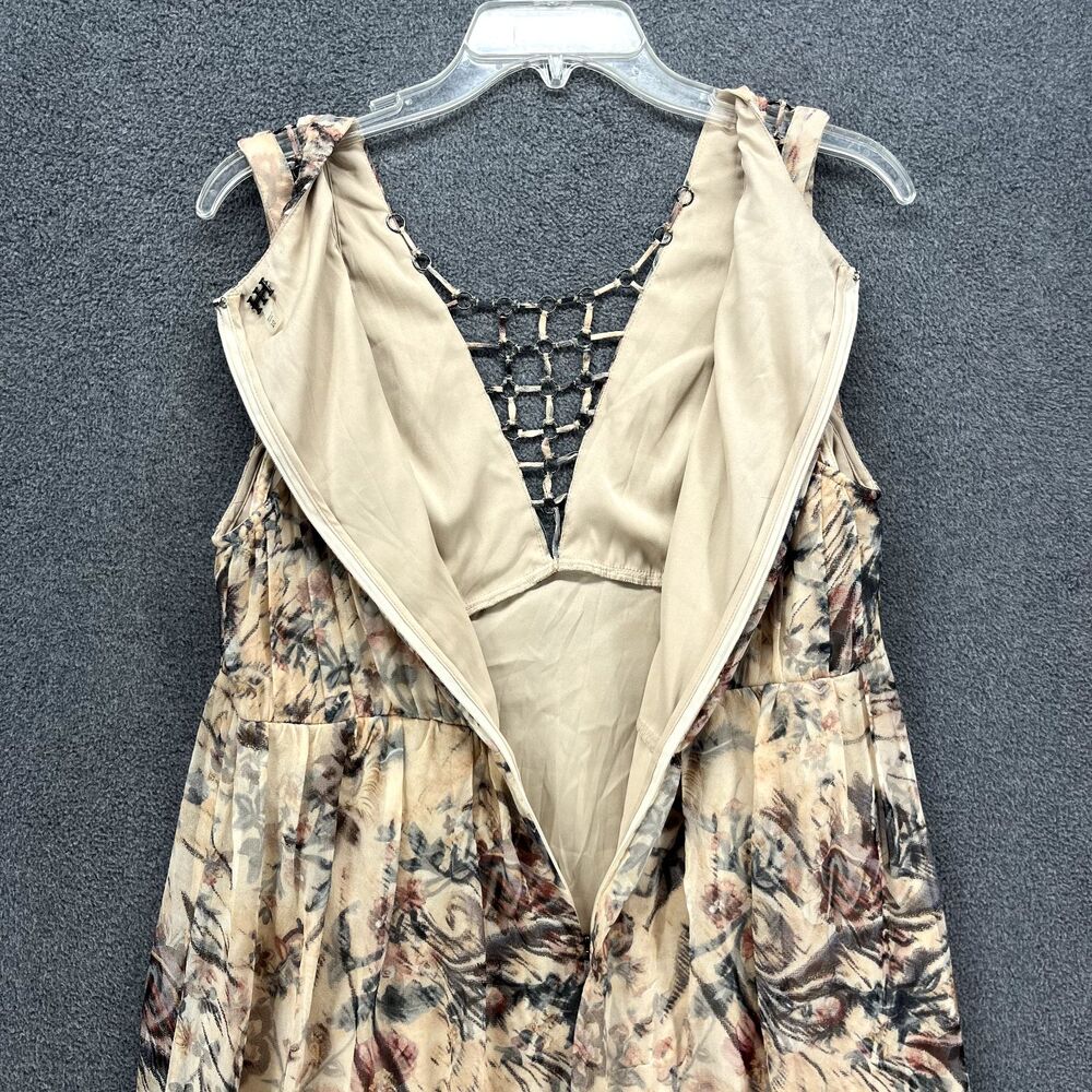 Haute Hippie Runway Silk Top Womens 10 Floral Ring Trim Asymmetric Hem Blouse - Picture 13 of 16